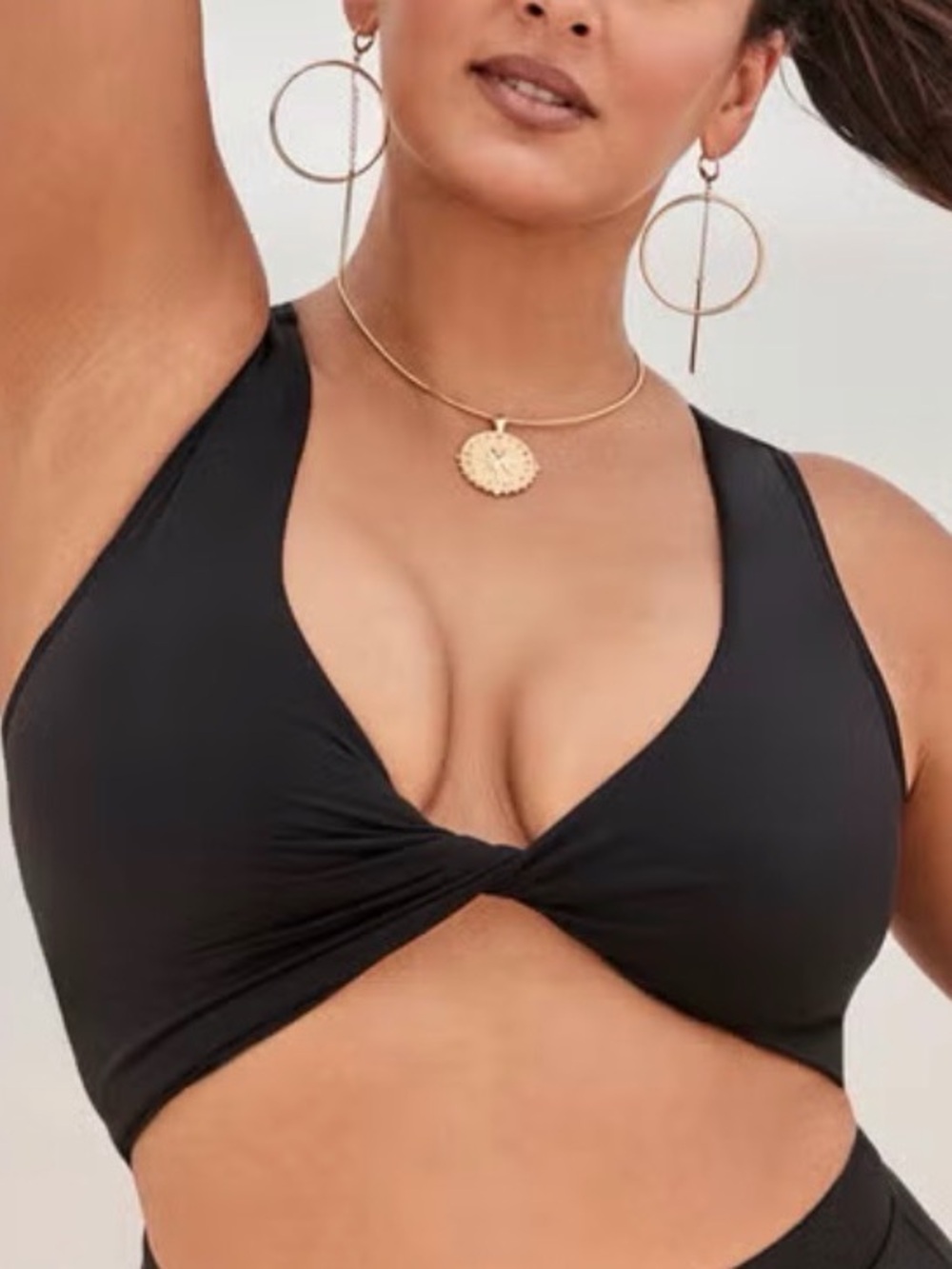 Twist Front Crop Bikini Top Size 10 Black Swimsuits
For All